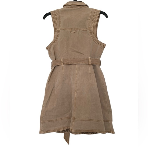 Pilcro Button-Front Mini Dress Tan Women’s Size 2 - Picture 4 of 8